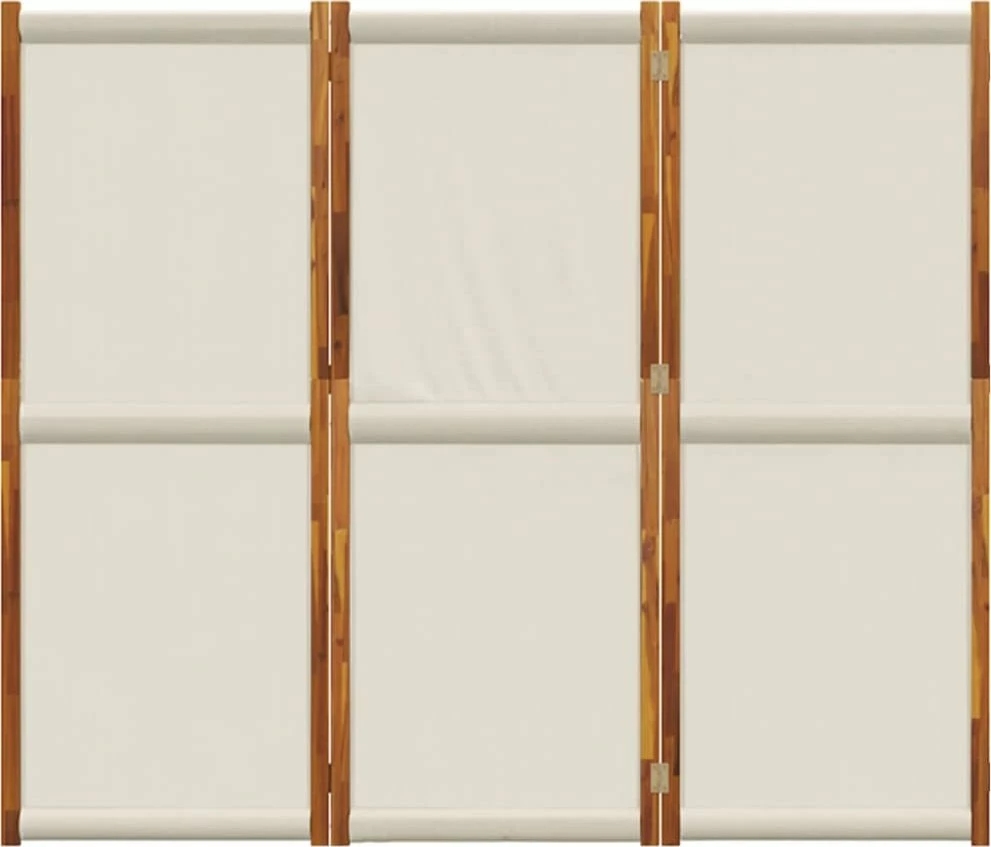 Paravan palosës vidaXL 3 panele 210x180 cm, dru akacie + tekstilene, gri e çelët