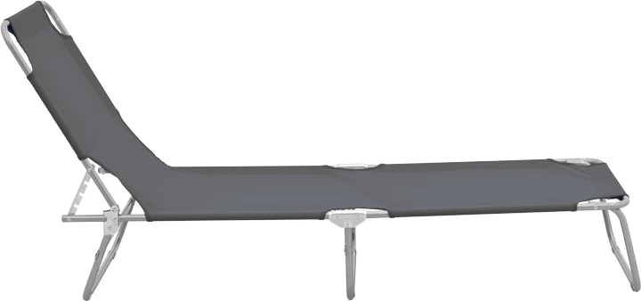 Shezlong metalik-tekstilen për plazh, ngjyrë antracit, 55x185x24cm