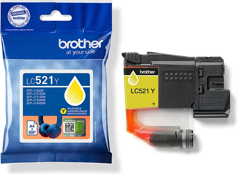 Katruxh boje Brother LC521Y, Yellow, 500 faqe