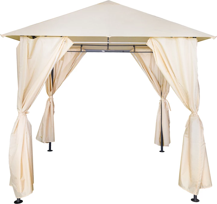 Tendë kopshti me kornizë metalike të zezë, pëlhurë bezhë, 2.5x2.5m