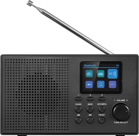 Radio me altoparlant SANDBERG Speaker Radio DAB+BT Recharge 421-39, bateri 2000 mAh, ekran TFT 2.0", Bluetooth 5.3, e zezë