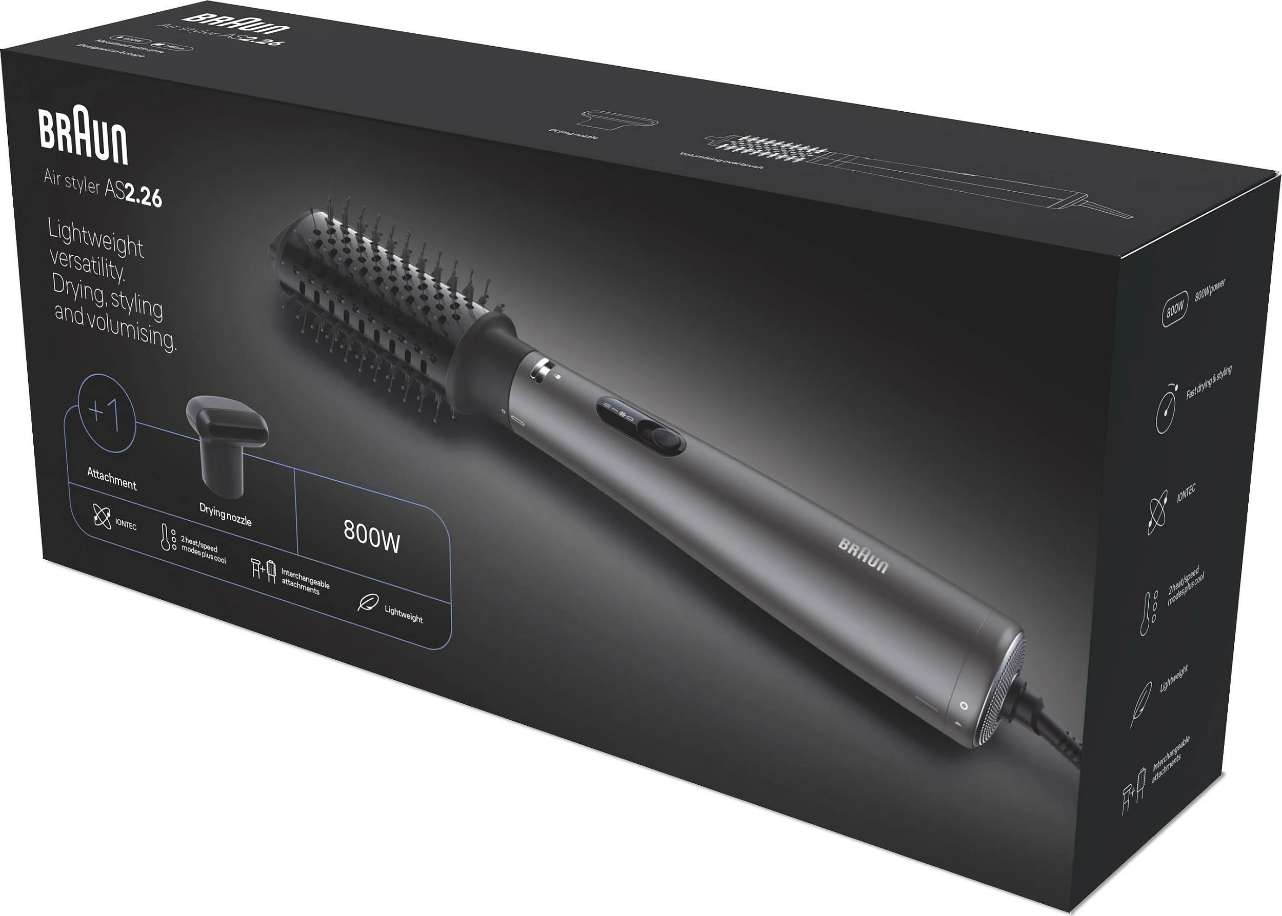 Furçë ajri Braun AS 2.26, 800 W, kabllo 1.95 m, e zezë