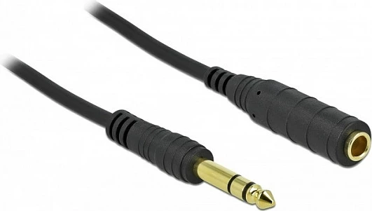 Kabllo zgjatëse jack stereo DeLOCK 6.35mm (Mashkull-Femër), 10m, e zezë
