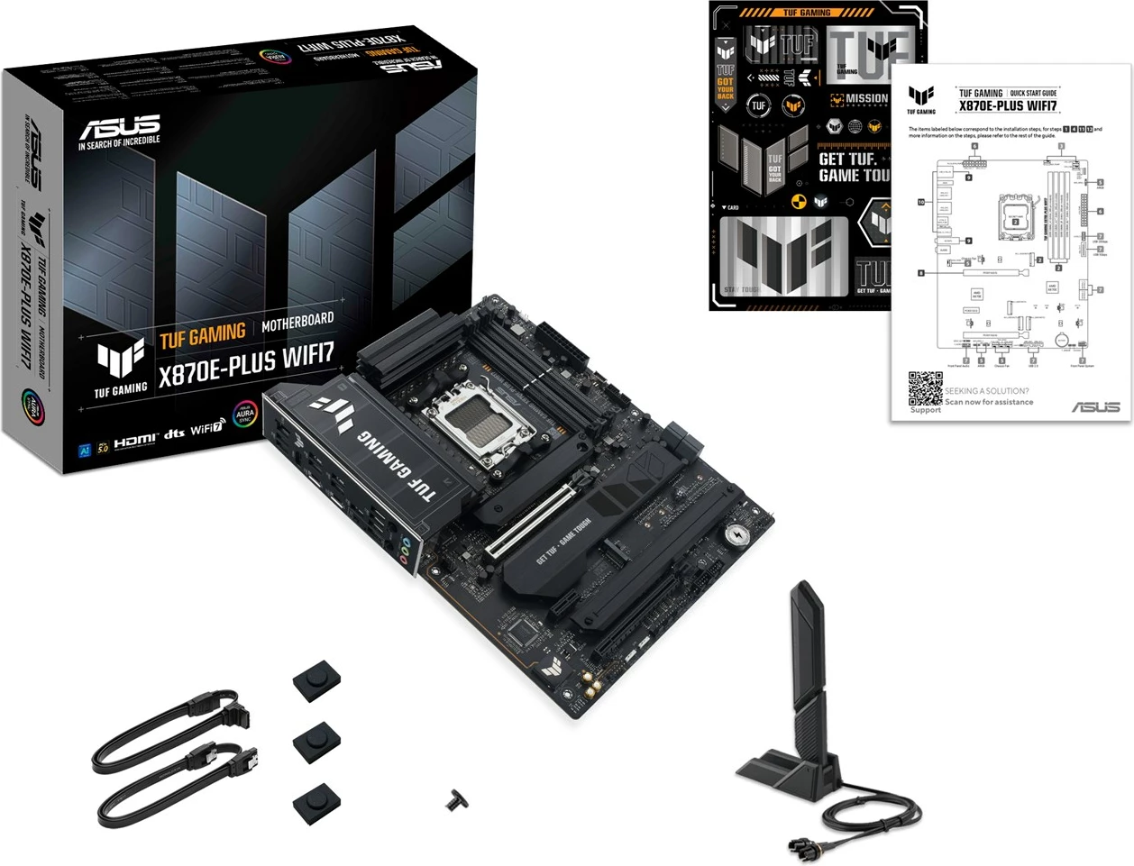 Pllakë amë ASUS TUF GAMING X870E-PLUS WIFI7, Socket AM5, ATX, Gri