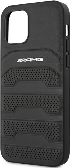 Mbështjellës Mercedes AMG Debossed Lines për iPhone 12 mini, Hardcase, Lëkurë, i zi