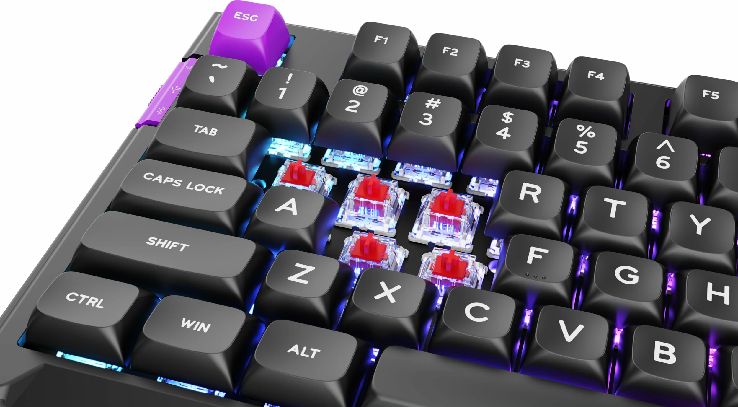 Tastierë mekanike PREYON Silent Claw PSCR105B, Gateron Red Pro, 100% full-size (US), RGB, 2.4GHz/Bluetooth/USB, e zezë