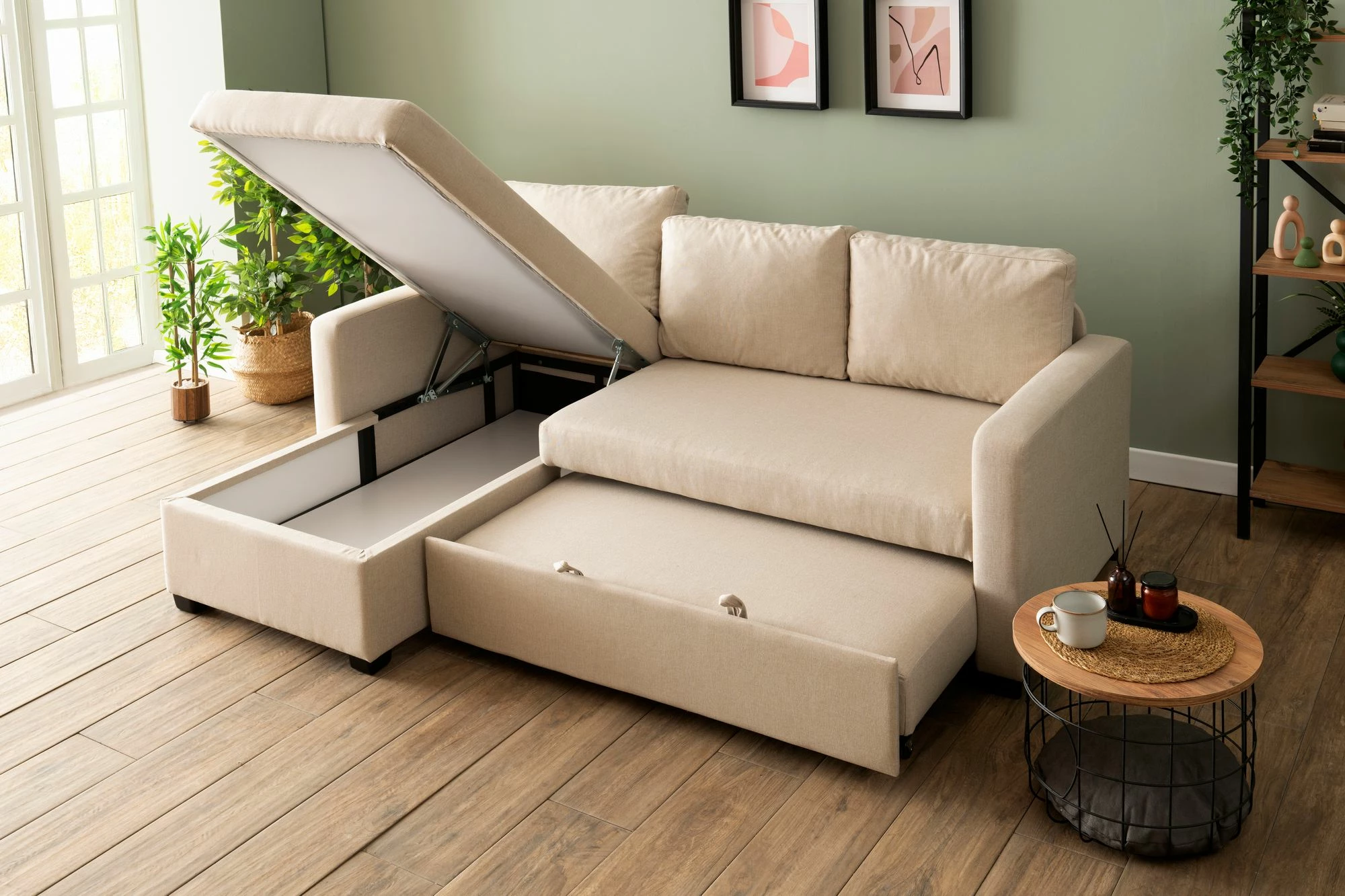 Kënd-sofë krevati Atelier del Sofa, ngjyrë krem, Kado