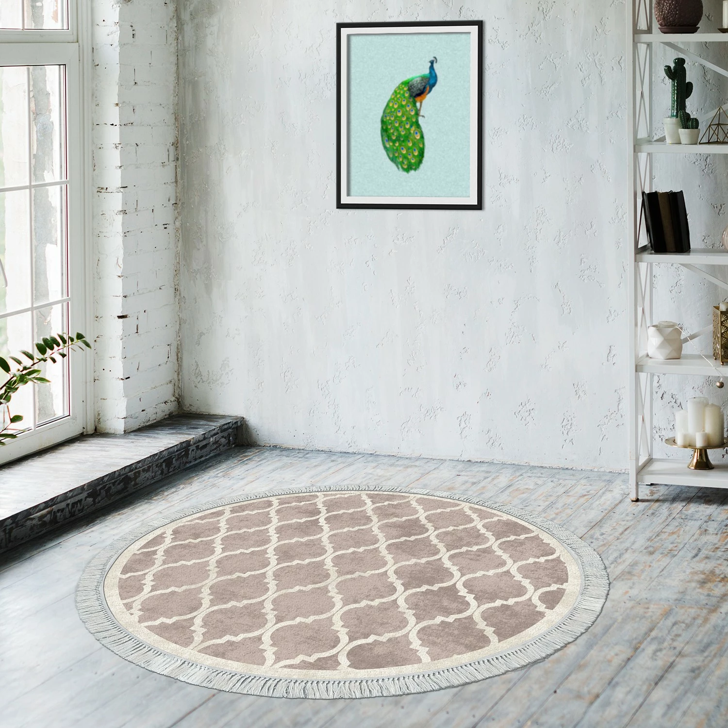 Qilim për korridor, ngjyrë krem dhe kafe, Conceptum Hypnose, 100x100cm, Aln400601Kr17