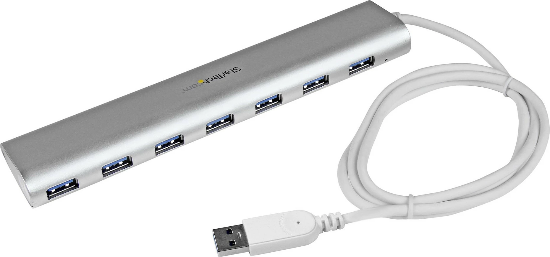 Hub USB StarTech 7-Port, USB-A, USB 3.2 Gen 1 5Gbps, me adapter rryme, argjendtë/bardhë