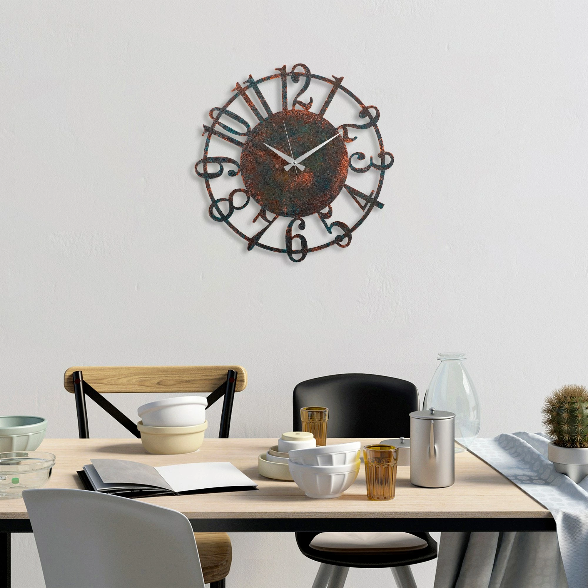Orë muri dekorative prej metali, Wallity, shumëngjyrëshe, 48cm