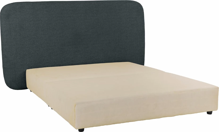 Krevat oval pa hapësirë magazinimi, për dyshek 160x200cm, ngjyrë antracit, 221x209x122