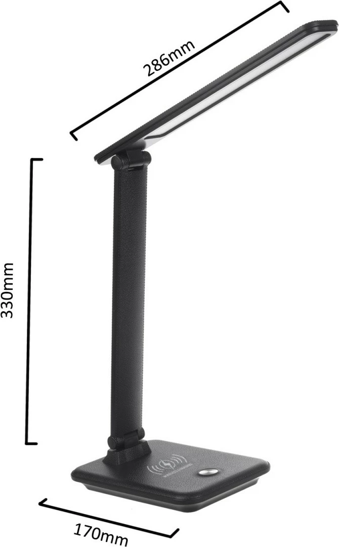 Lampë tavoline LED Maclean MCE616B 9W, 450 lm, karikues Qi, temperaturë ngjyre e rregullueshme, dimmer, e zezë