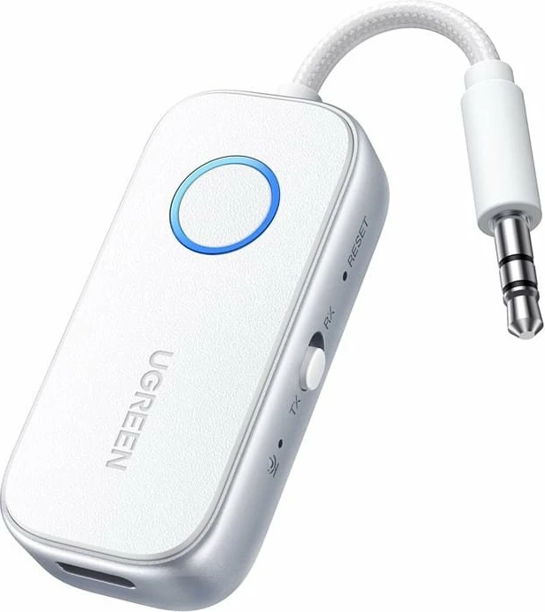 Adapter Bluetooth Ugreen CM872 Bluetooth 5.4, TX/RX, AUX 3.5mm, bateri 18 orë, bardhë