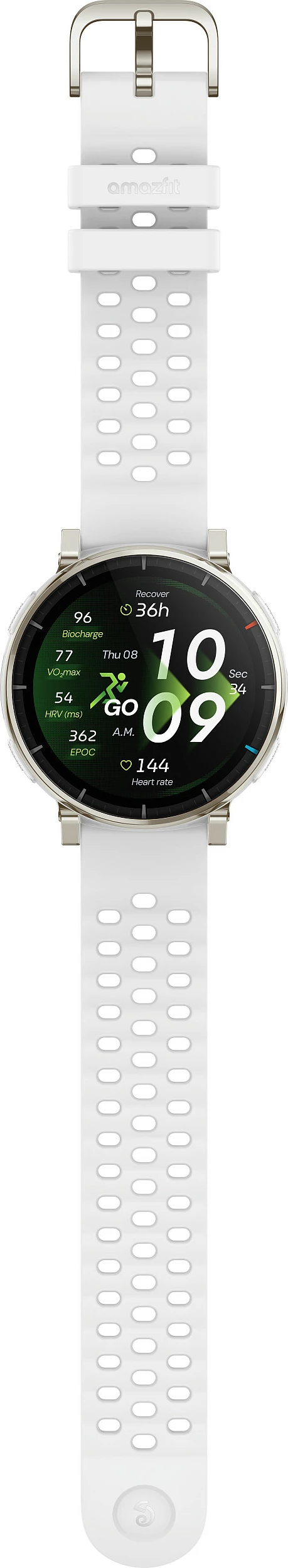 Smartwatch Amazfit Active 3, 1.32" AMOLED, GPS, NFC, Bluetooth 5.3, 38 g, rrip silikon i bardhë