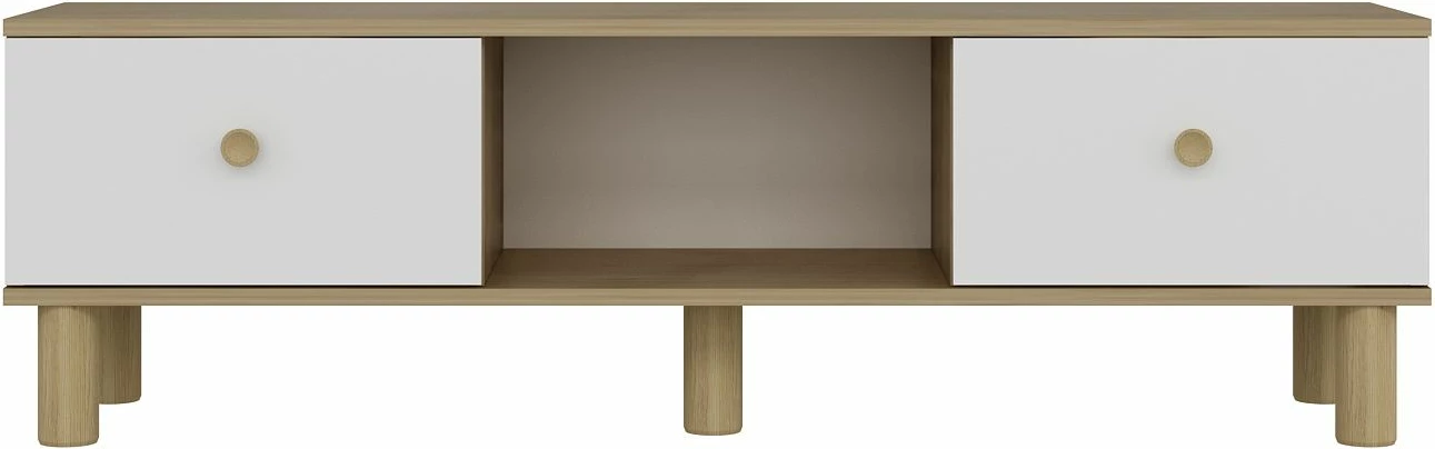 Komodë TV Skye Decor, ngjyrë lis safir dhe e bardhë