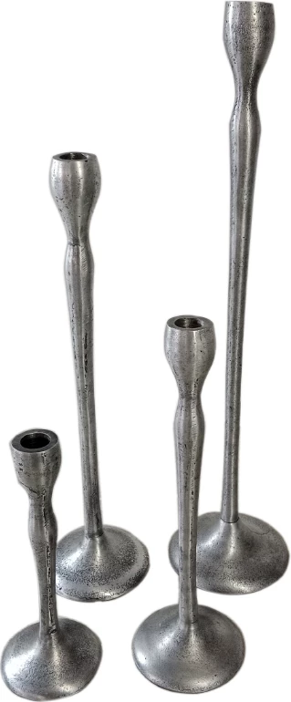 Set mbajtës qirinjsh JOLIE, 4 copë, alumin, ngjyrë argjendi antike, 13x13x50 cm