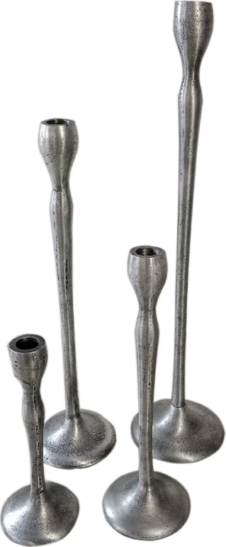 Set mbajtës qirinjsh JOLIE, 4 copë, alumin, ngjyrë argjendi antike, 13x13x50 cm