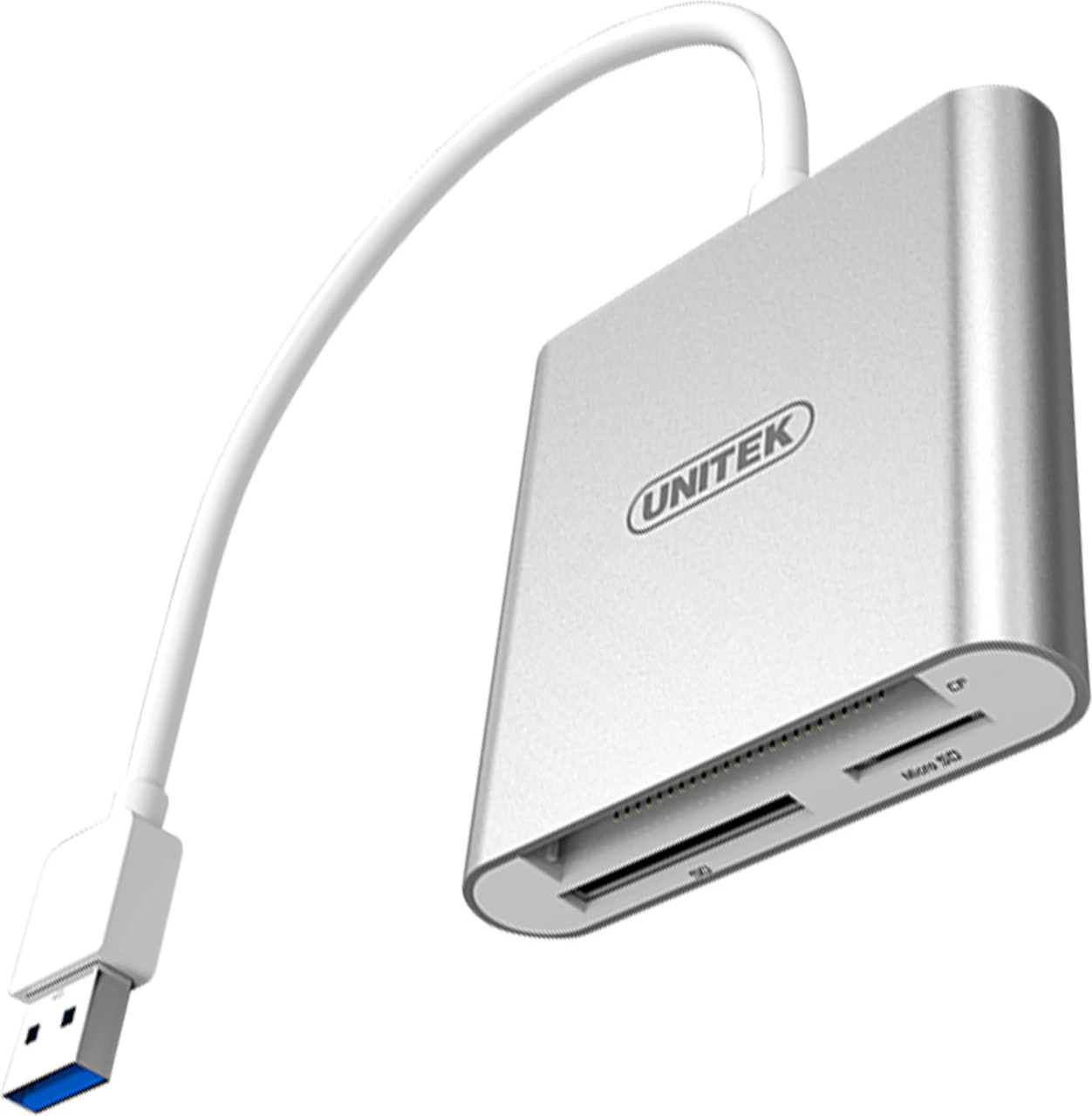 Lexues kartelash memorje Unitek Y-9313D, USB 3.0/USB-C, CF/SD/microSD, deri 2TB, argjend