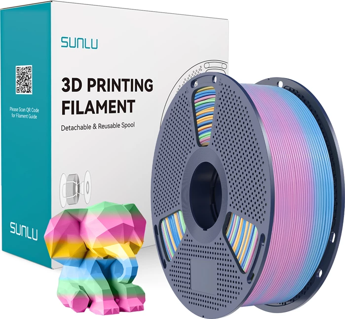 Filament PLA për printer 3D, Sunlu, PLA R 04, Rainbow