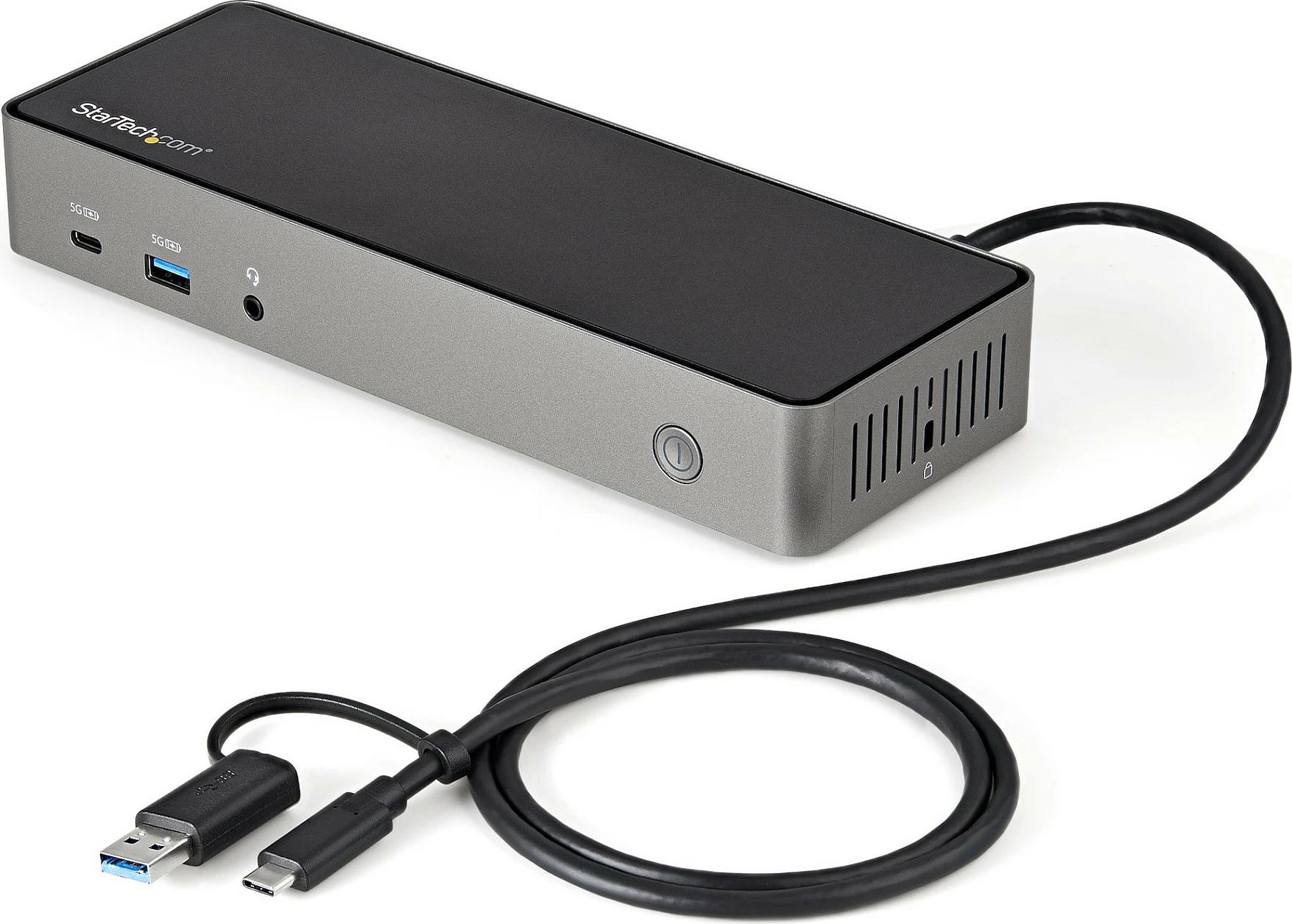 Docking station StarTech USB-C & USB-A Dock, Triple Monitor 4K 60Hz, 85W Power Delivery, 6x USB, GbE, e zezë/argjendtë