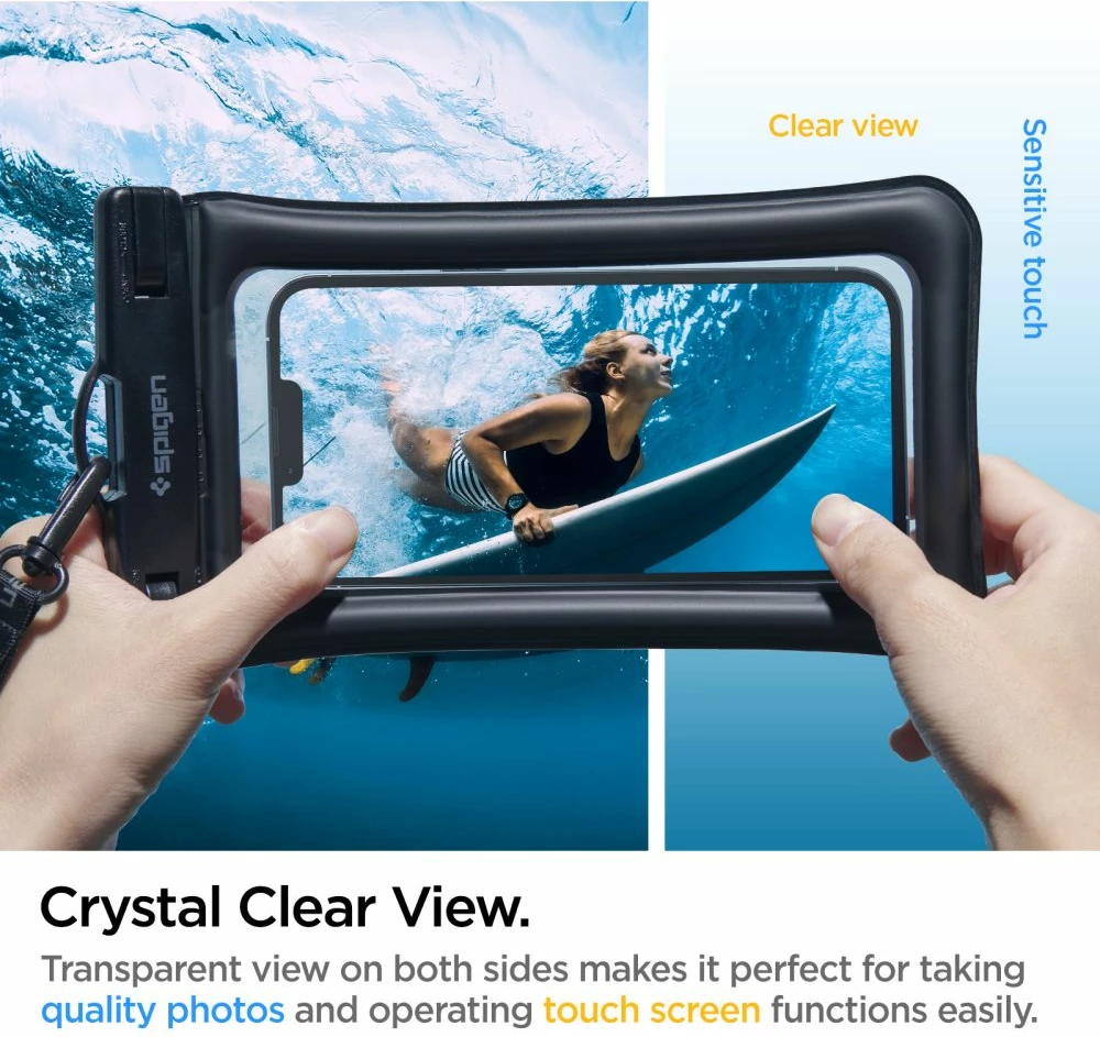 Mbështjellës Spigen Aqua Shield A610, për celular, IPX8, set 2 copë, i zi