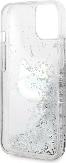 Mbështjellës Karl Lagerfeld KLHCP14MLNHCCS për iPhone 14 Plus 6.7", Glitter Choupette Head, Argjendtë