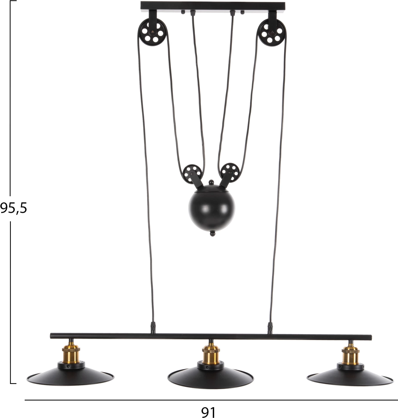 Llambë varëse për tavan, 3 drita, FH4120, metal, ngjyrë e zezë, 91x91x95.5 cm