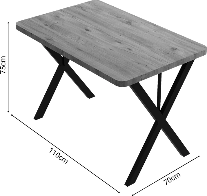 Sipërfaqe Tavoline Zeryin, ngjyrë lisi, melaminë-metal i zi, 70x110x75cm