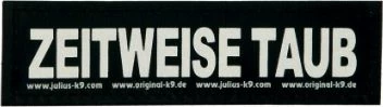 Patch Velcro Trixie Julius-K9 "ZEITWEISE TAUB", S 11×3 cm, set 2 copë, e zezë