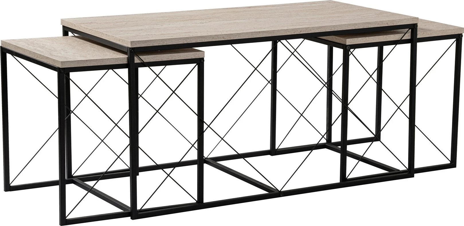 Set tavolinash kafeje Hanah Home, Defne, e zezë, travertin