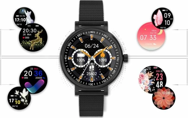 Smartwatch për femra Rubicon, e zezë