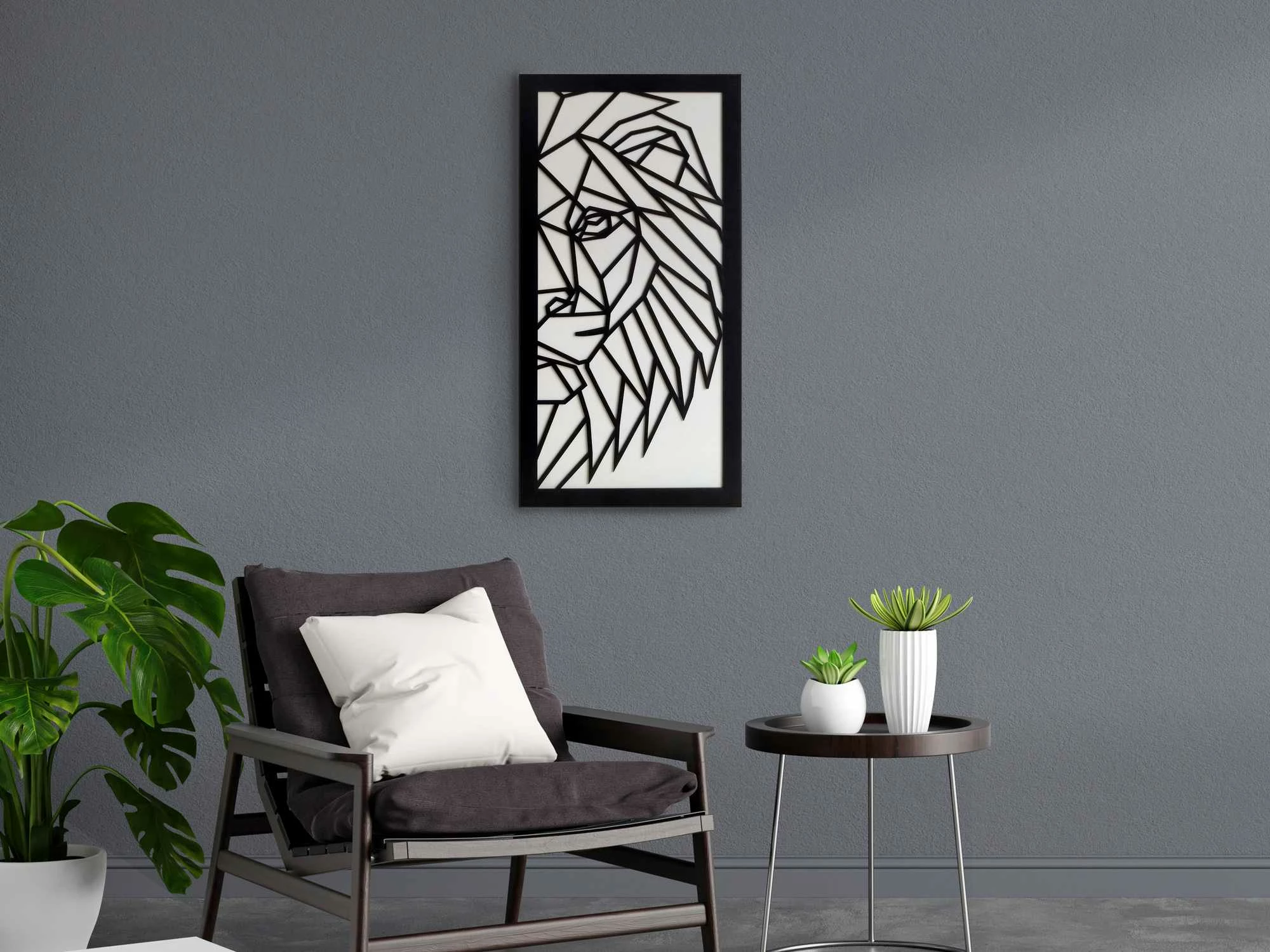 Pikturë dekorative me kornizë MDF Wallity, Rava, e zezë dhe e bardhë, 35x68cm