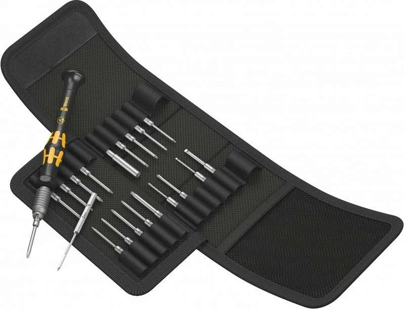Set kaçavidash precize Wera KK Micro 21 me 20 bita, me kasë, e zezë