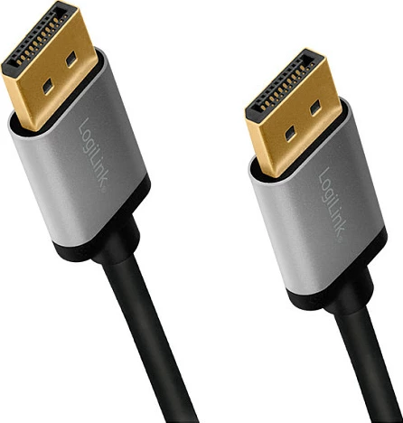 Kabllo DisplayPort LogiLink, DP në DP, 4K 60Hz, 5 m, alu, zi/hiri
