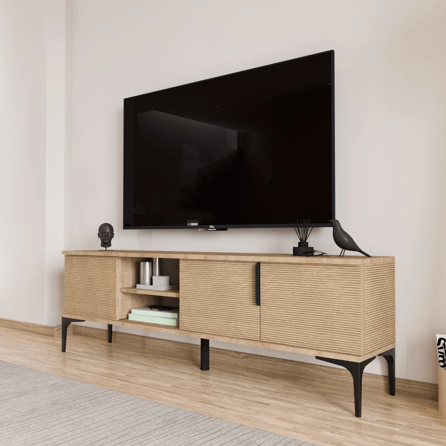 Komodë TV Skye Decor, ngjyrë lisi, Tarz