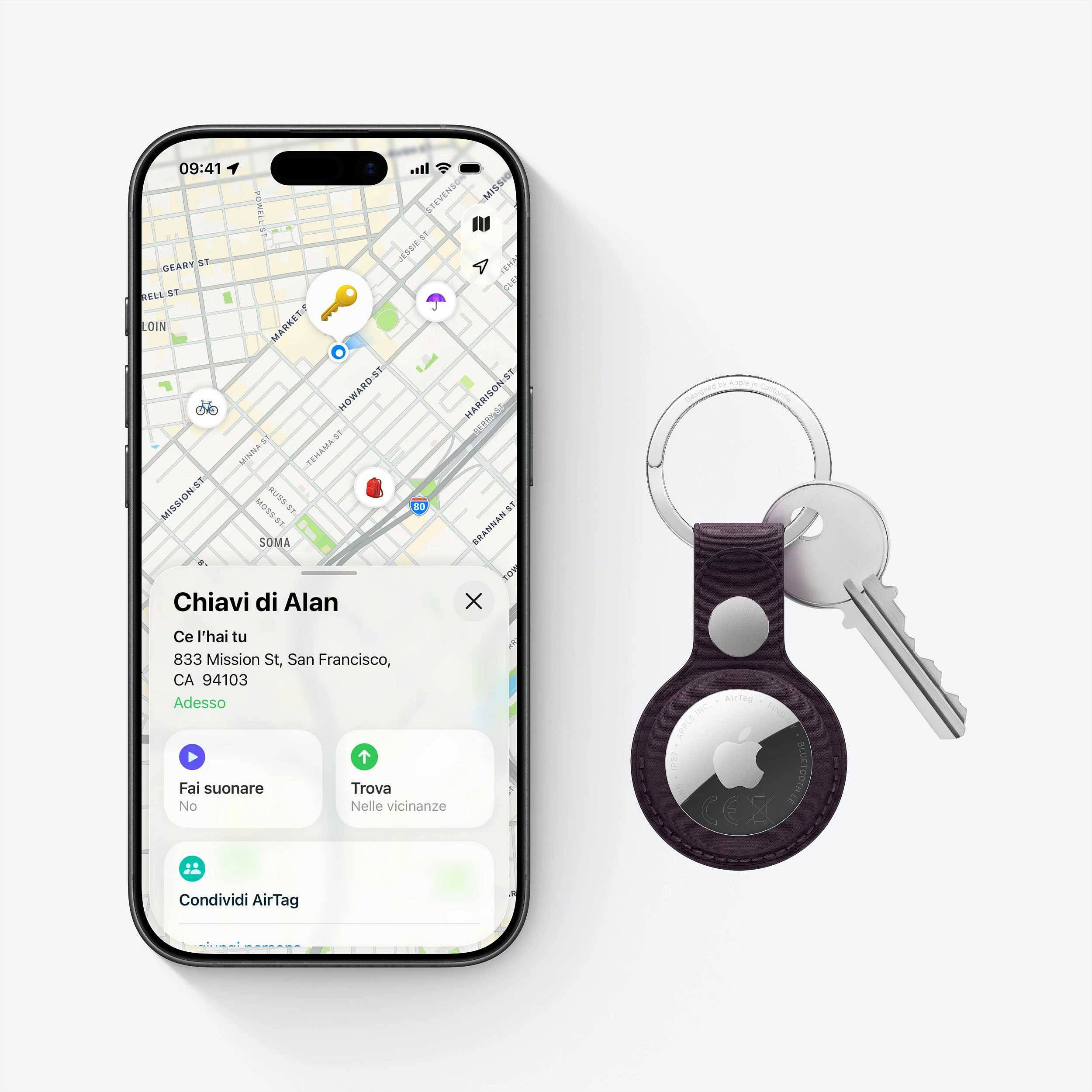 Gjetës Apple AirTag, paketim 4 copë, Bluetooth/NFC, bateri CR2032, argjend/e bardhë
