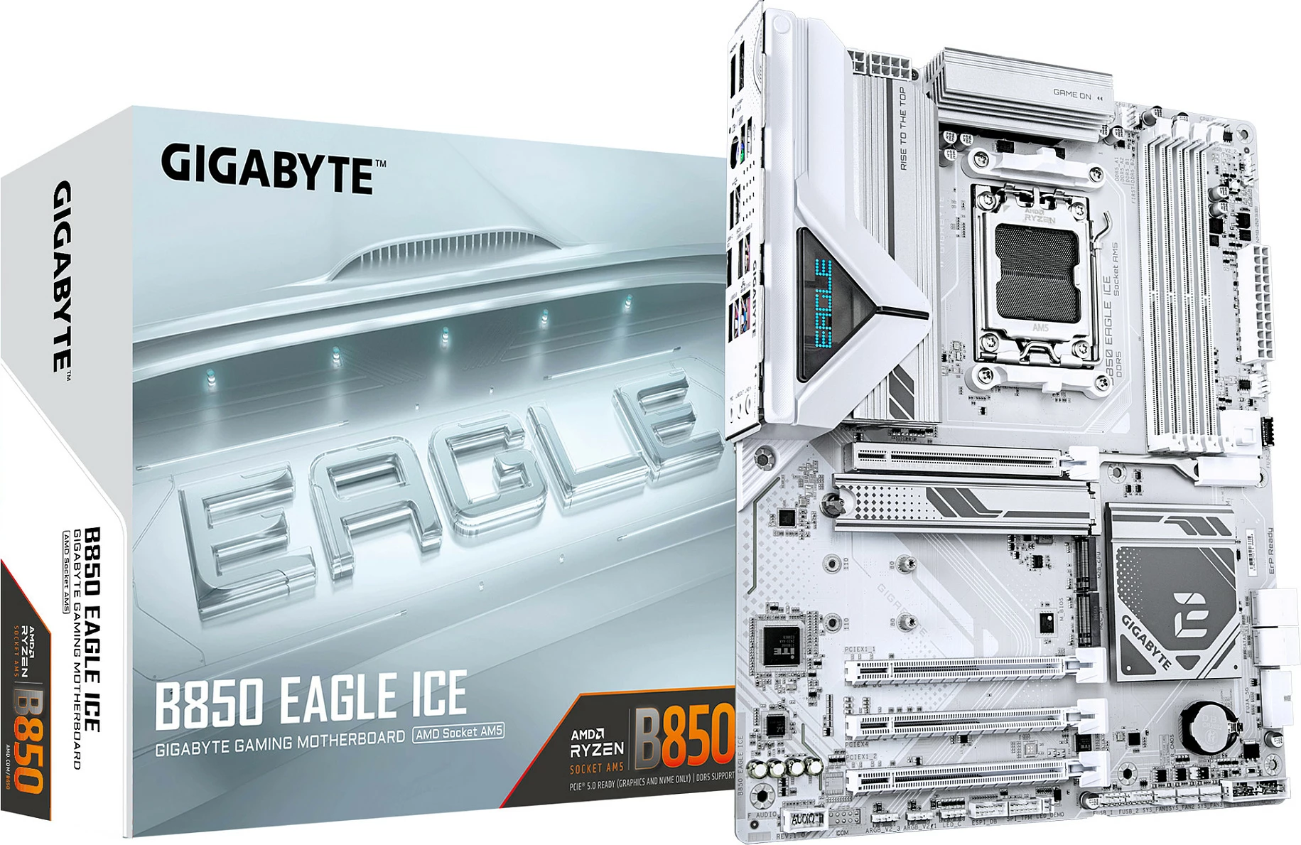 Pllakë amë Gigabyte B850 EAGLE ICE, Socket AM5, DDR5 deri 8200MHz (O.C), 3x M.2, 2.5GbE, e bardhë
