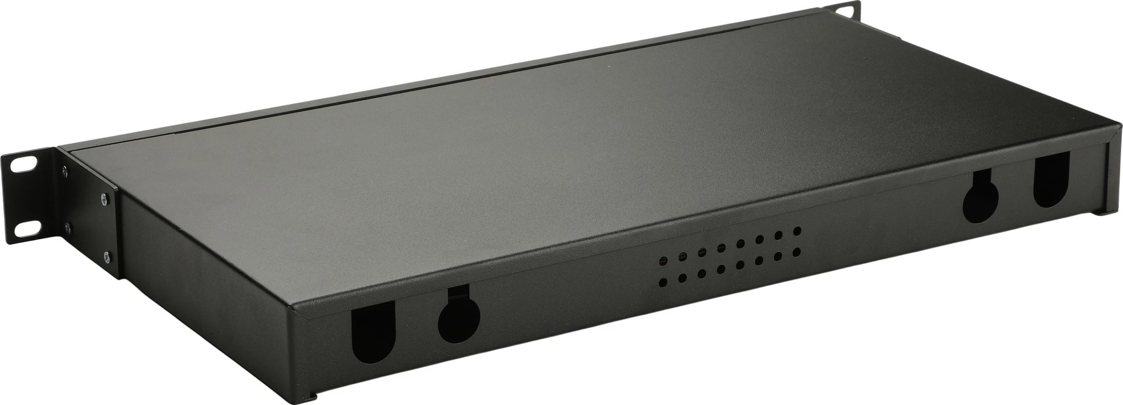 Kuti splice fiber optik Equip 337310, 24-Port SC Duplex, OS2, 1U rack, e zezë