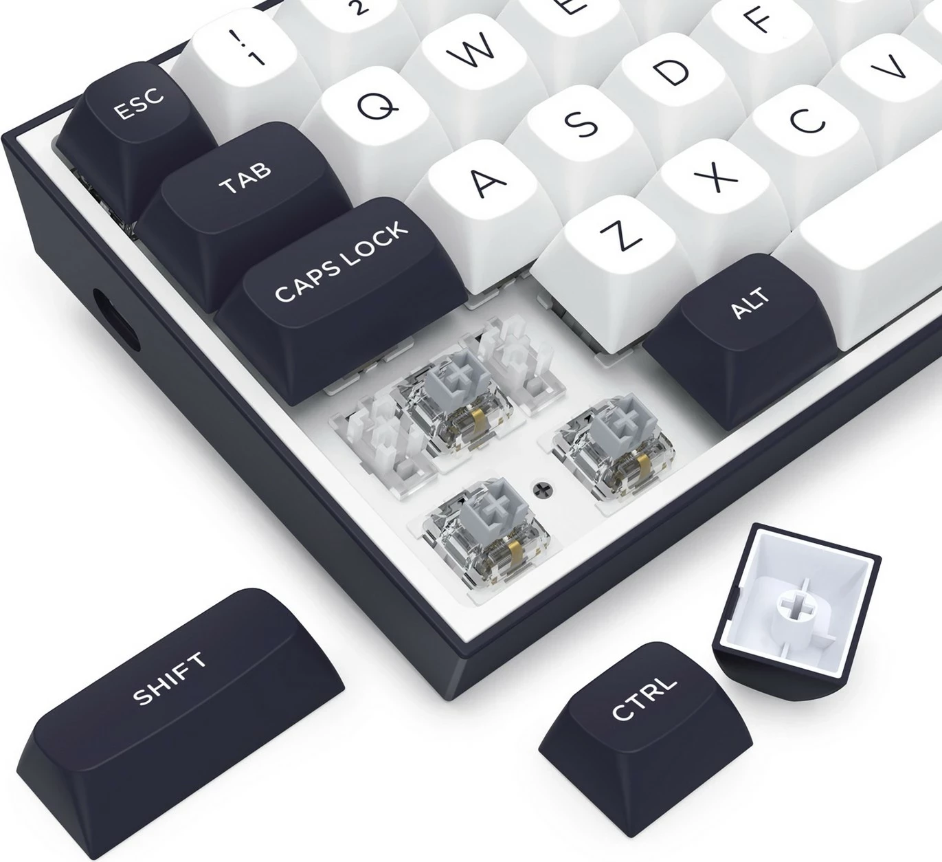 Tastierë mekanike Redragon ALCOR QMK K717WB-RGB-PRO, 60%, RGB, wireless/wired, bardhë-zi