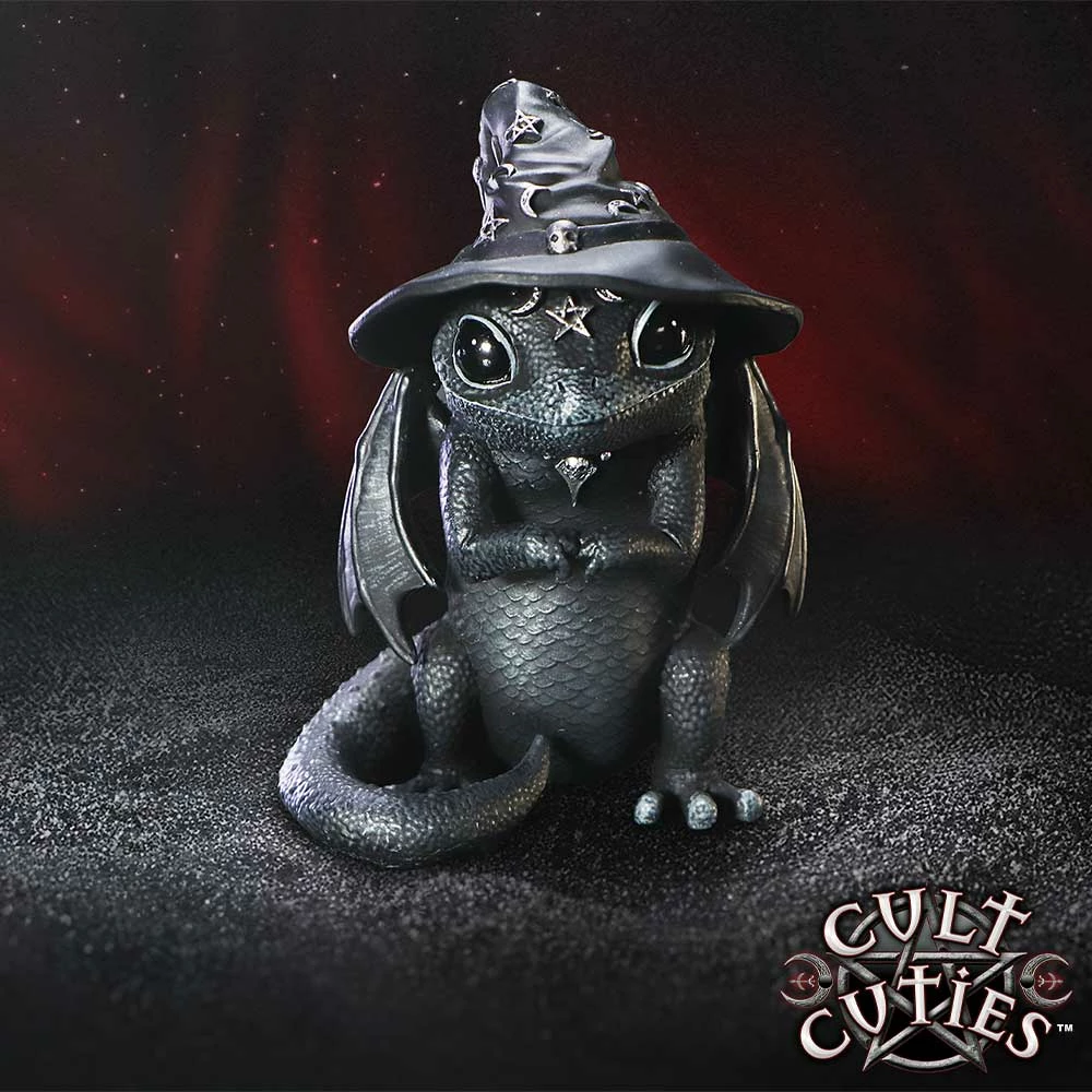 Figurinë Nemesis Now Azascale 12.4 cm, Cult Cuties, me kuti dhurate, e zezë