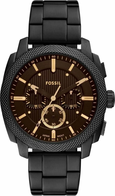 Orë dore meshkuj Fossil Machine FS6097, e zezë, set me kuti