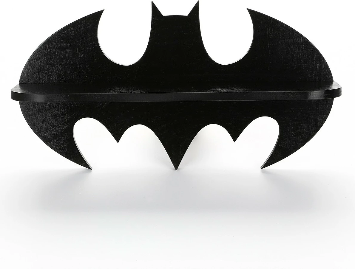 Raf dekorativ prej druri, formë Batman, ngjyrë e zezë, Skye Decor, Raf285