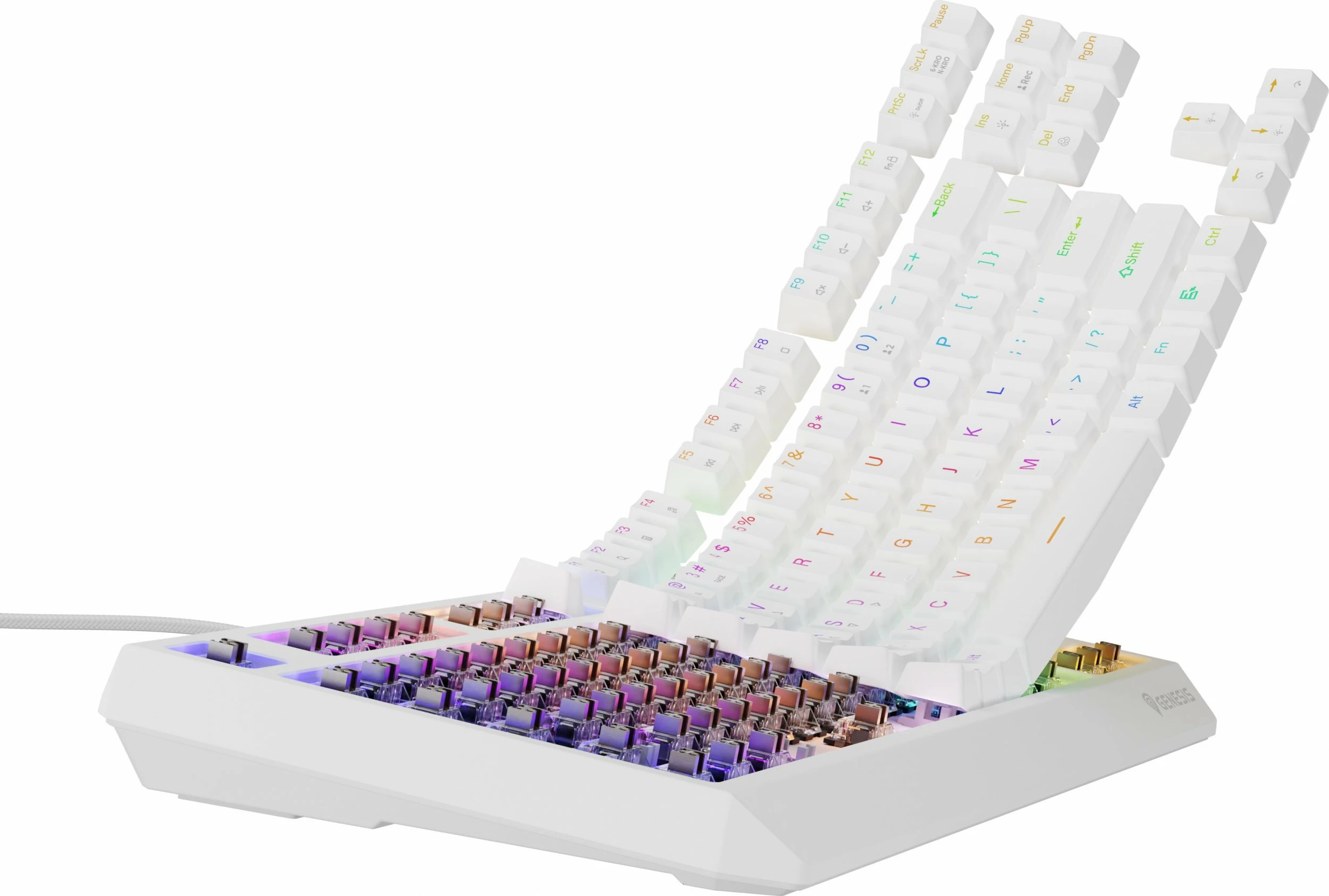 Tastierë gaming Genesis Thor 230 TKL NKG-2080 mekanike Outemu Brown RGB, e bardhë