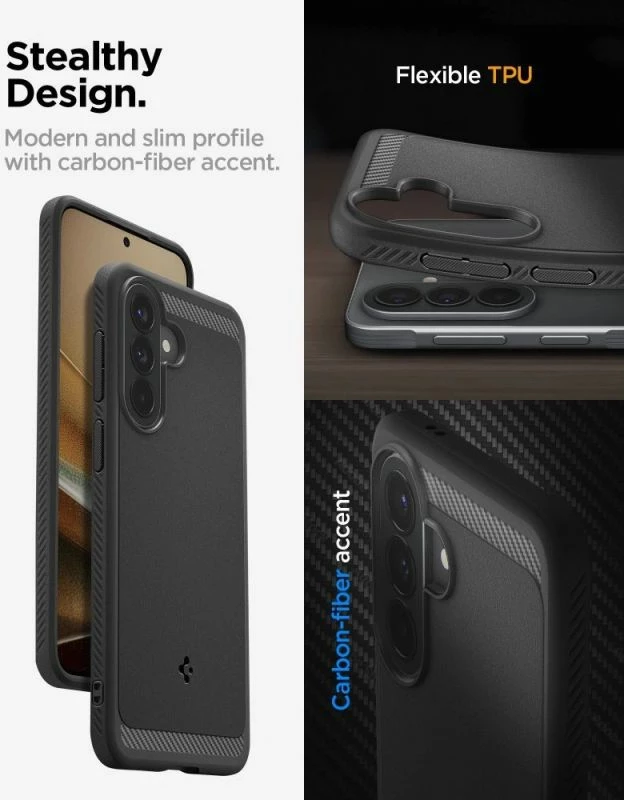 Mbështjellës telefoni Spigen Rugged Armor për Samsung Galaxy A57 5G, i zi