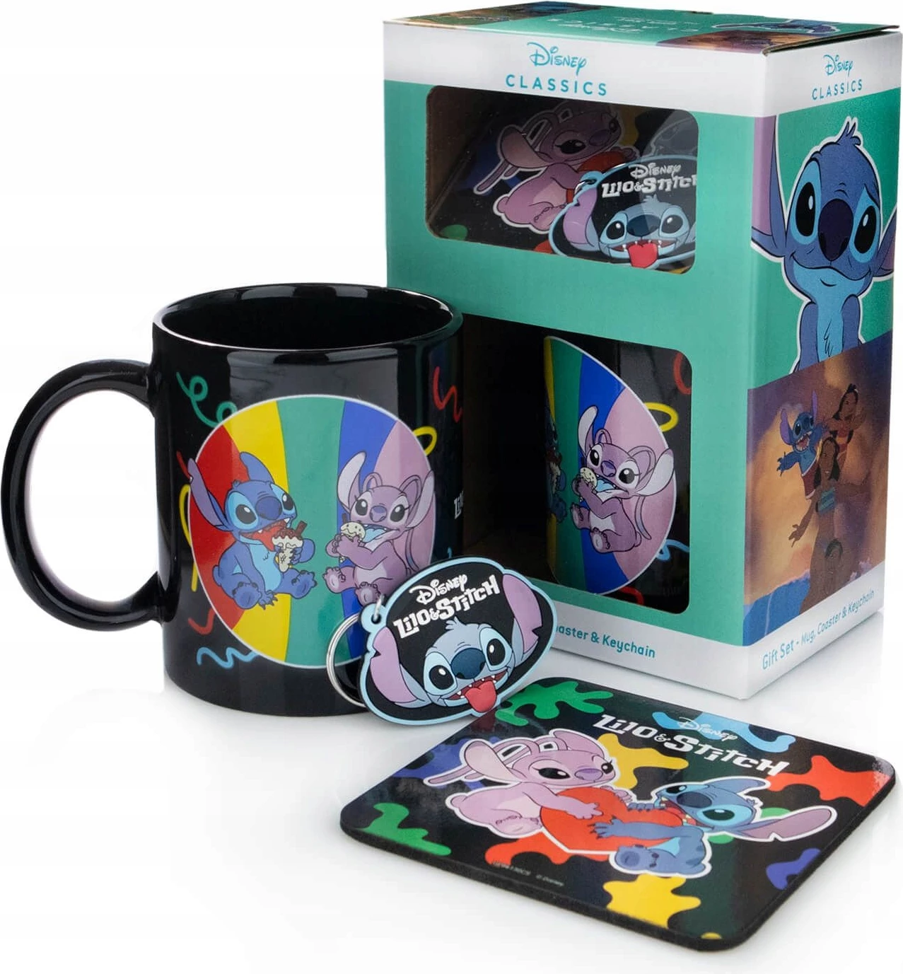 Set dhuratë Pyramid International Disney Lilo and Stitch You\'re My Fave, 3 pjesë (filxhan + nënfilxhan + çelës), zi
