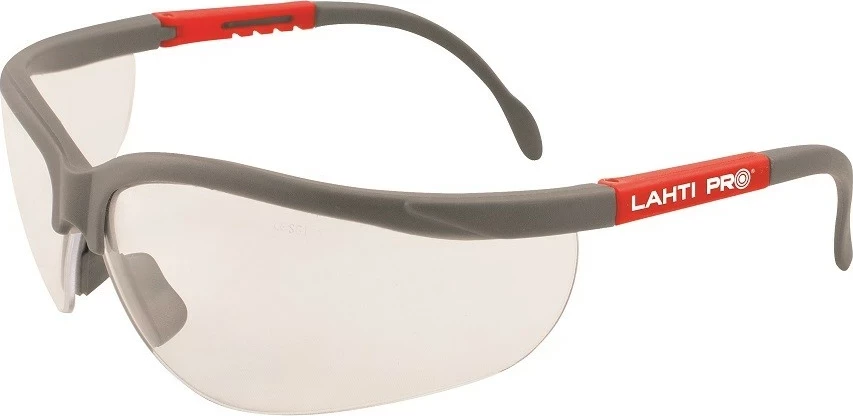 Syze mbrojtëse LAHTI PRO 46033, gjatësi e rregullueshme, lente polikarbonati transparente, Gri/Kuqe