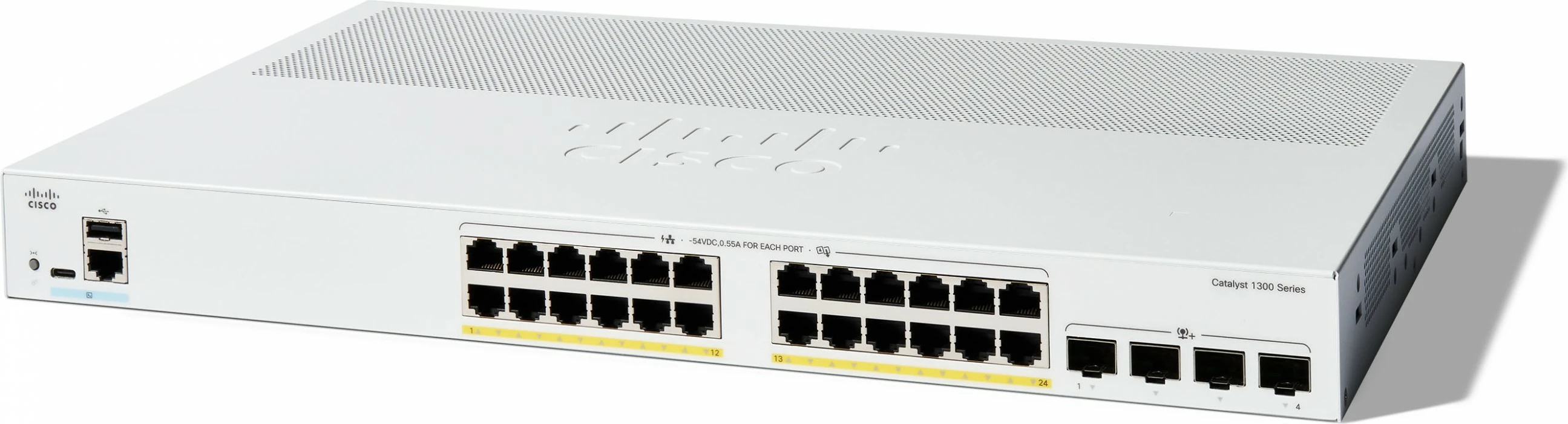 Switch Cisco Catalyst 1300-24P-4X, 24 porta GE, PoE, 4x10GE SFP+, i bardhë