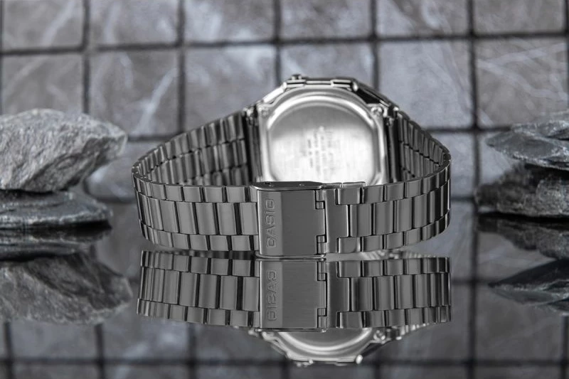 Orë dore digjitale CASIO A168WEGG-1BEF, grafit, në kuti