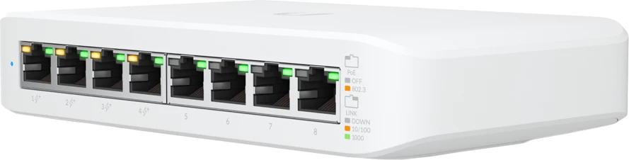 Switch Ubiquiti UniFi Switch Lite 8 PoE, 8-port Gigabit, 4x PoE, i bardhë