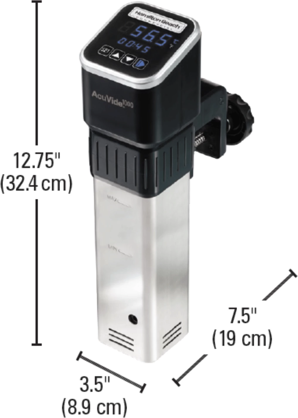 Cirkulator zhytës sous vide, Hamilton Beach Commercial, AcuVide1000, 1200 W, deri 30 L, IPX7, ekran me prekje